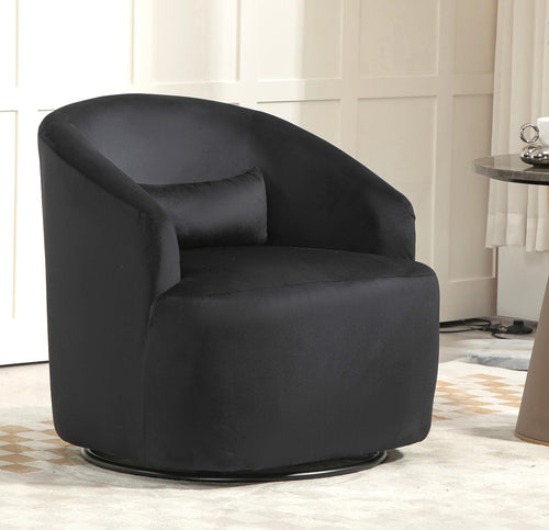 GDFStudio 24.8" Modern Accent Chair, Comfy Lounge Chair for Living Room Bedroom, Velvet Upholstered Swivel Barrel Chair with 360 Degree Rotation, Curved Arm Leisure Armchair, Fully Assembled, Gray