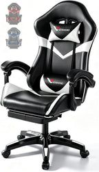 Small Gaming Chair, Home Office Desk Seat with Lumbar Support & Footrest