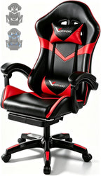 Small Gaming Chair, Home Office Desk Seat with Lumbar Support & Footrest