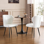 Set of 4 Dining Chairs, Mid-Century Modern Kitchen Chairs with Upholstered Synthetic Leather, Thick Cushion & Stitching Backrest, Sturdy Metal Legs, Green