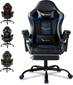 Small Gaming Chair, Home Office Desk Seat with Lumbar Support & Footrest