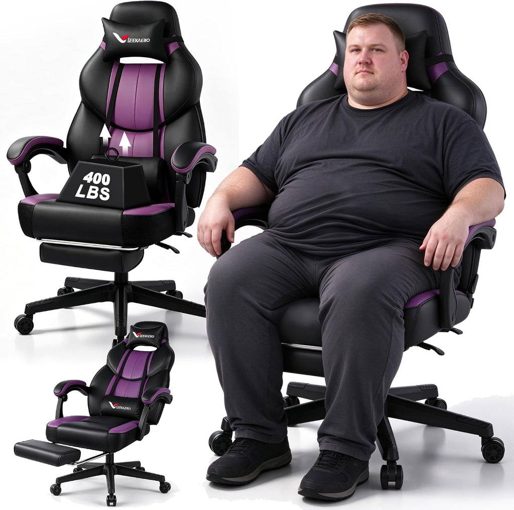 Small Gaming Chair, Home Office Desk Seat with Lumbar Support & Footrest