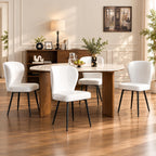 Set of 4 Dining Chairs, Mid-Century Modern Kitchen Chairs with Upholstered Synthetic Leather, Thick Cushion & Stitching Backrest, Sturdy Metal Legs, Green