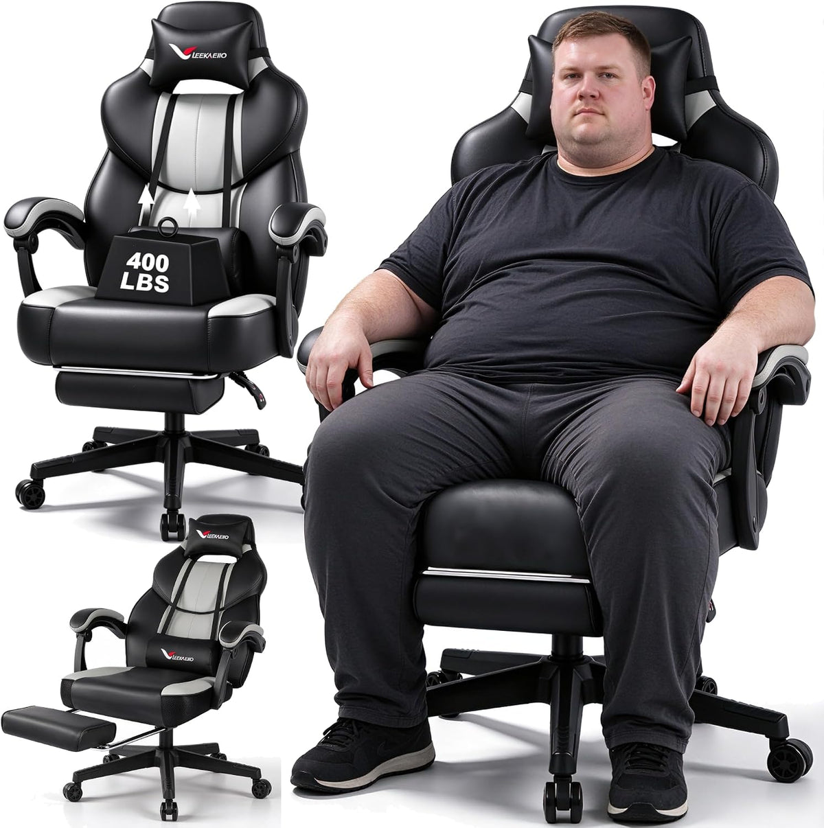 Small Gaming Chair, Home Office Desk Seat with Lumbar Support & Footrest